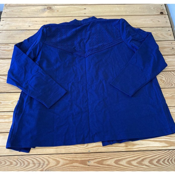 Isaac Mizrahi Live Open Front Cardigan Size XL Women’s Navy French Terry - Picture 2 of 8